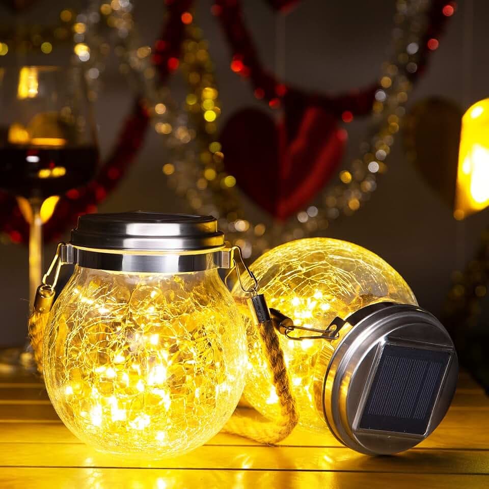 ROSHWEY Solar Lantern Gifts for Women, 4 Pack Hanging Garden Decor Lights Outdoor Waterproof with 30 LED for Halloween Christmas Easter Gift
