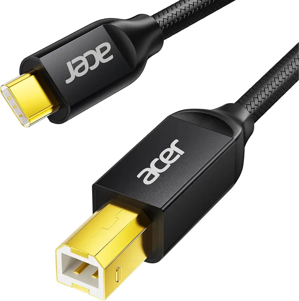 Acer USB B to USB C Cable 6.6FT, Nylon Printer Cable for Printer & MIDI