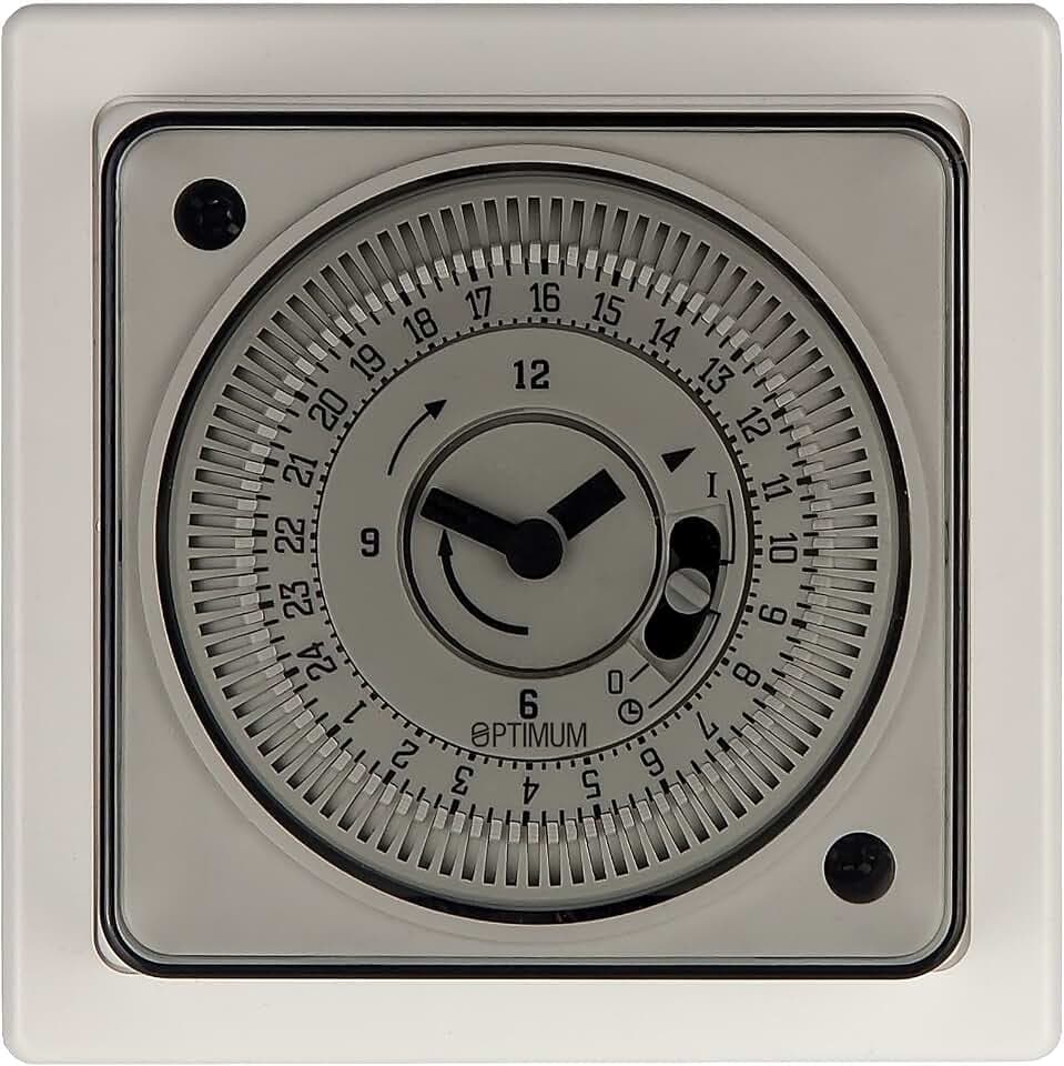 OPTIMUM OP-SBST Mechanische 24-Stunden-Zeitschaltuhr, 230 V, 16 A, Zeitschaltuhr, Beleuchtung, Tauchheizung, Sicherheit