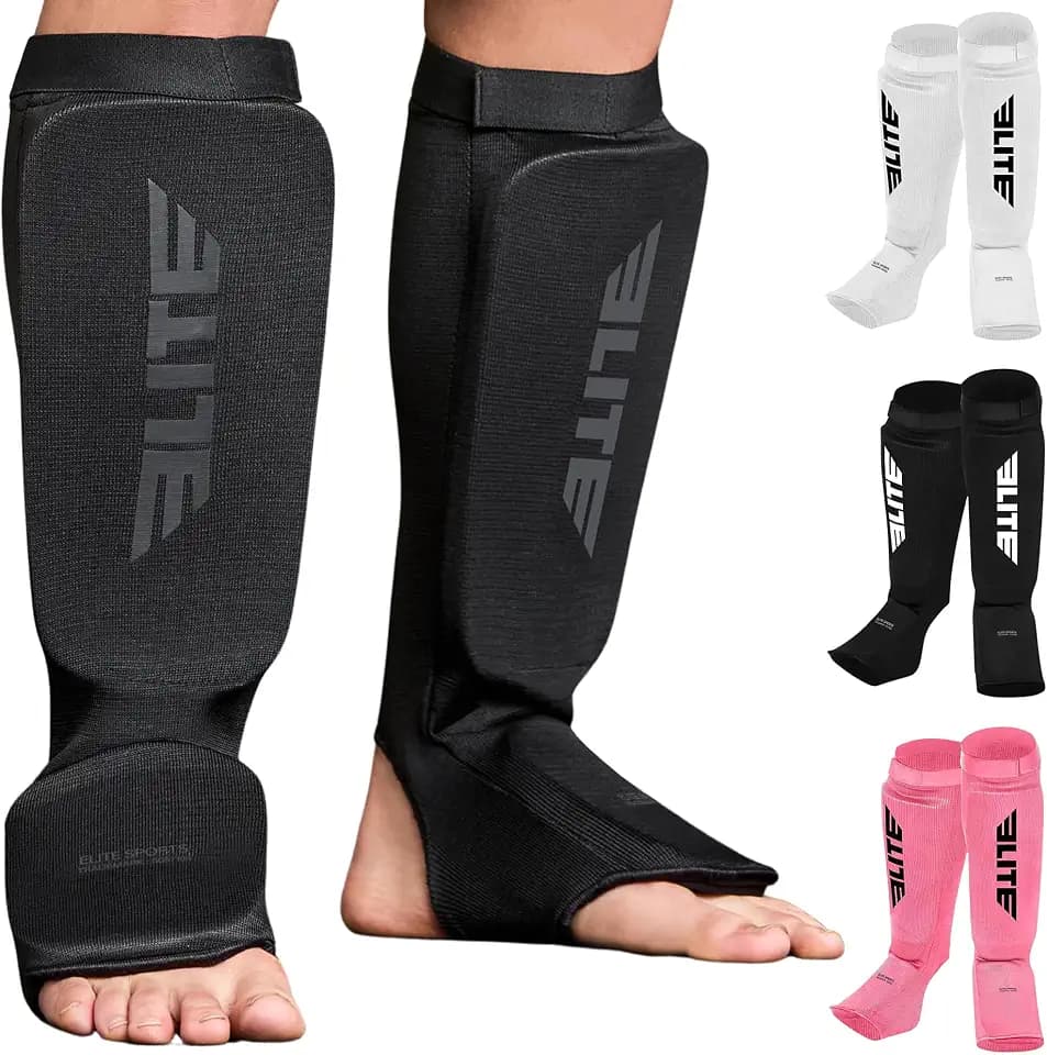 MMA Shin Pads for Muay Thai and Kickboxing, Protective Shin Guards with Instep Guard for Sparring and Training, for Adults, Kids, and Youth