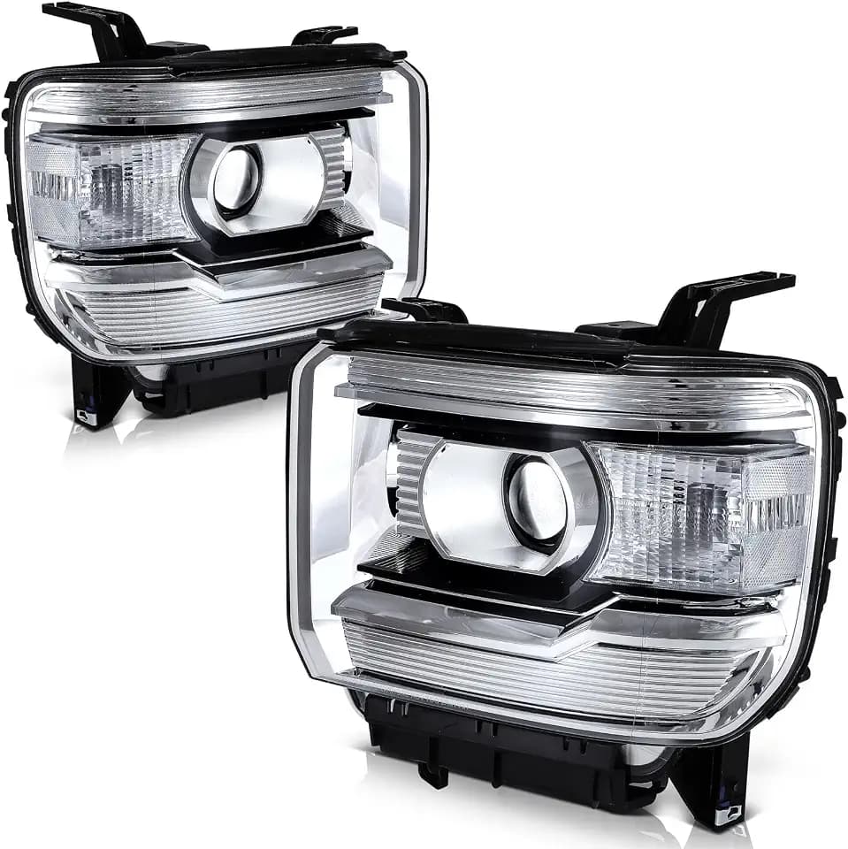 SCITOO Headlight Assembly Fits For 2014-2015 for Sierra 1500 2015-2019 for Sierra 2500 HD 3500 HD Headlights Driver and Passenger Side