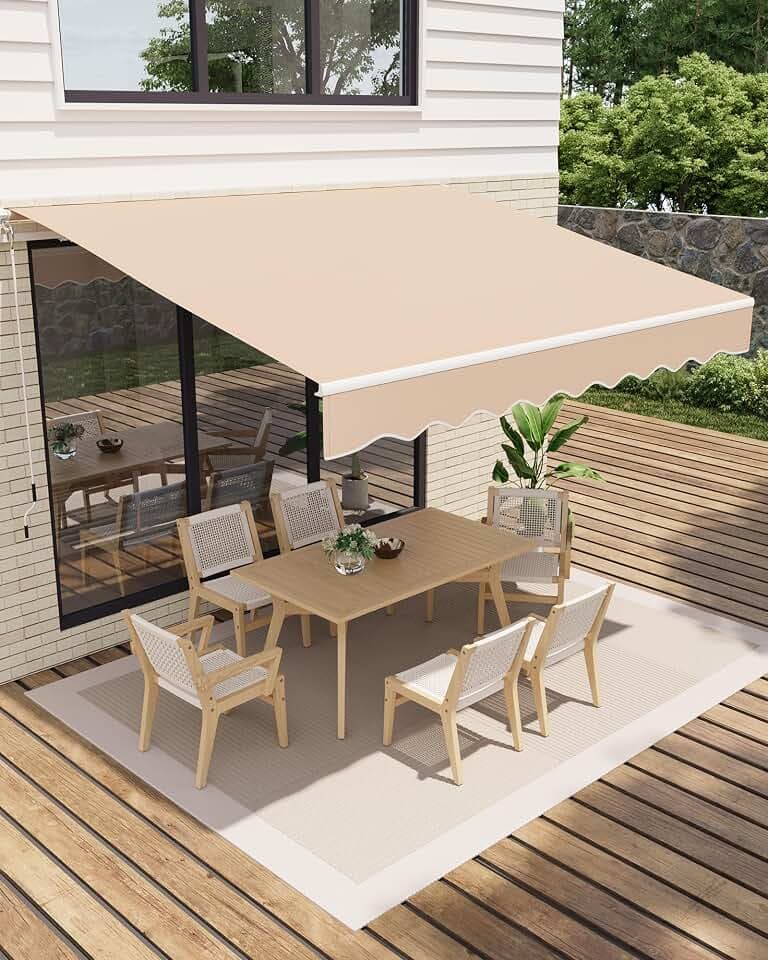 Gelenkarmmarkise 300 × 250 cm mit Kurbel, UV50+, Wasserabweisend | Wandmontage, Neigungsverstellbar, Terrasse, Balkon, Sonnenschutz