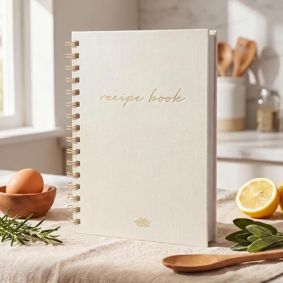 Aesthetic Blank Recipe Book with Linen Cover - Write in Your Own Recipes