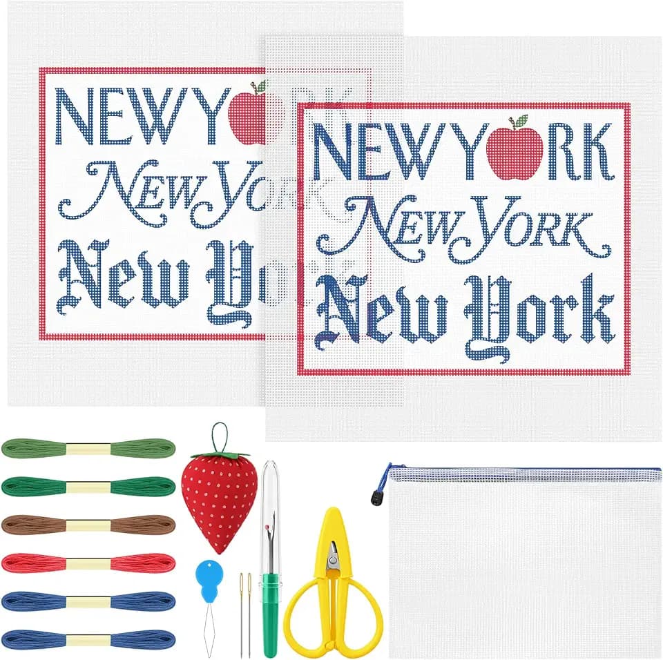 XunYee 17 Pcs New York Needlepoint Kit for Beginners Adults Starters
