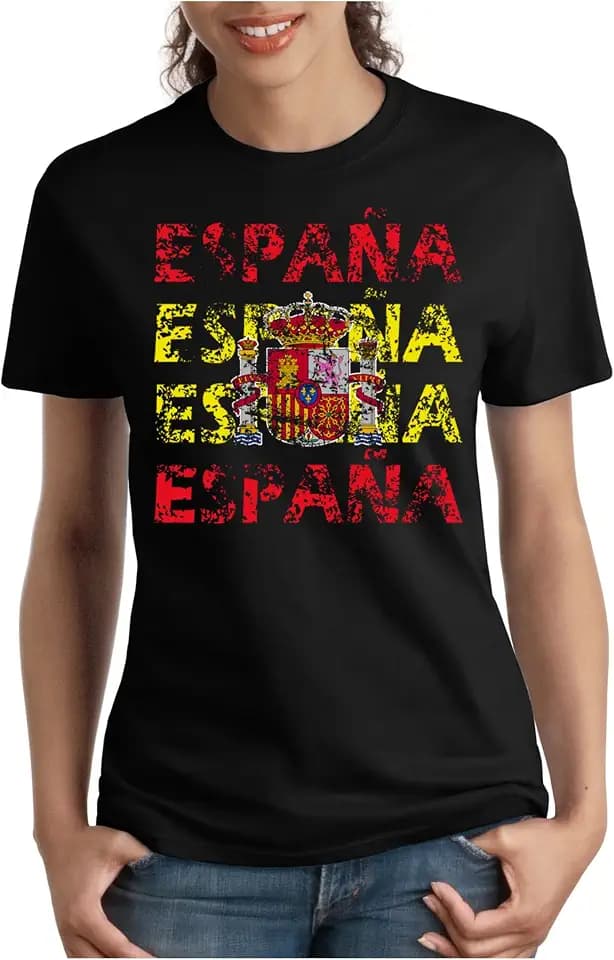 OM3® - ESPAÑA - Damen T-Shirt - Spanien Spain Fussball World Cup Soccer Fanshirt Sport Trikot, S - XXL