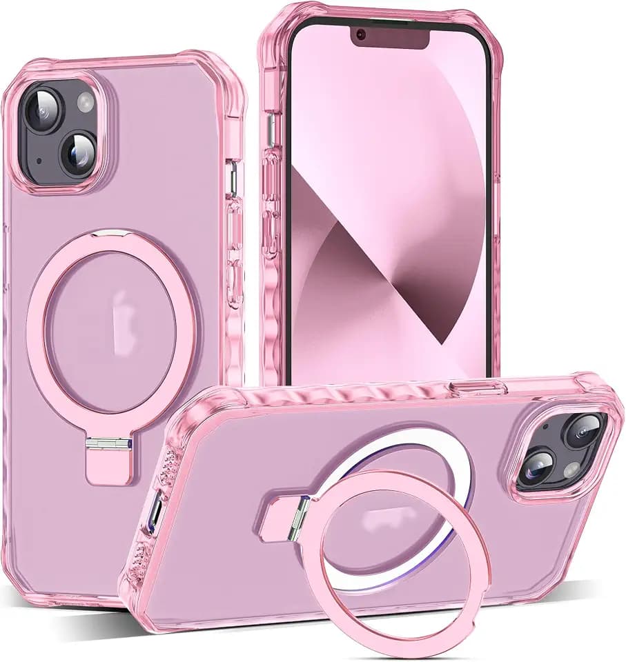 Wave Edge Case for iPhone 13/14 with Stand 6.1", Pink