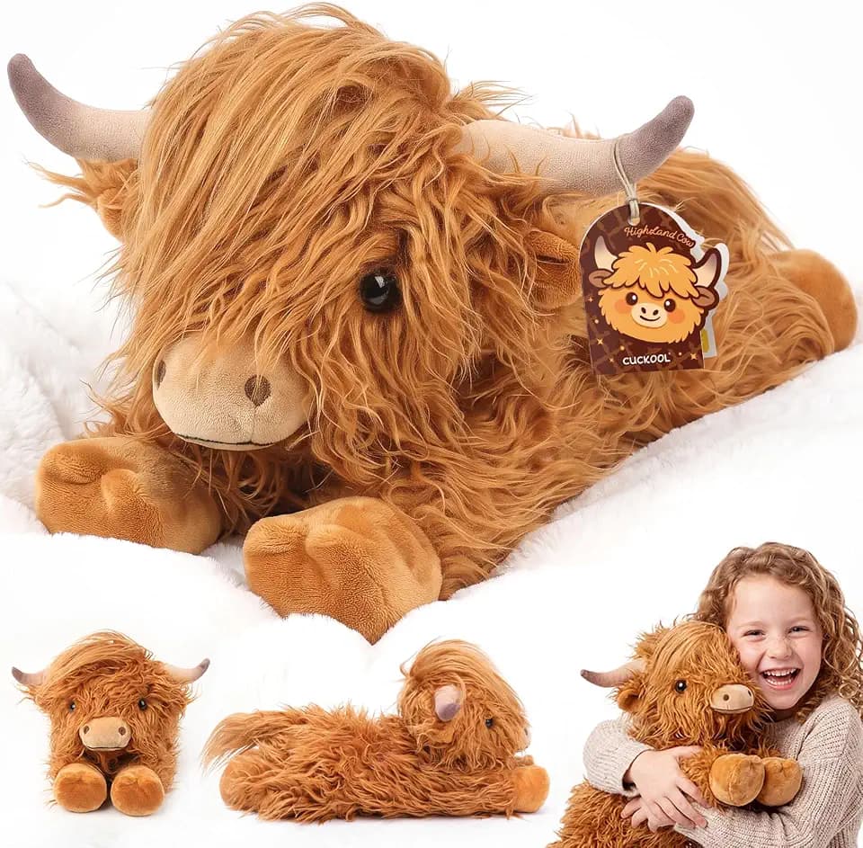 Highland Cow Stuffed Animals Microwavable Weighted Plush Toy, 15in, 1.7lbs