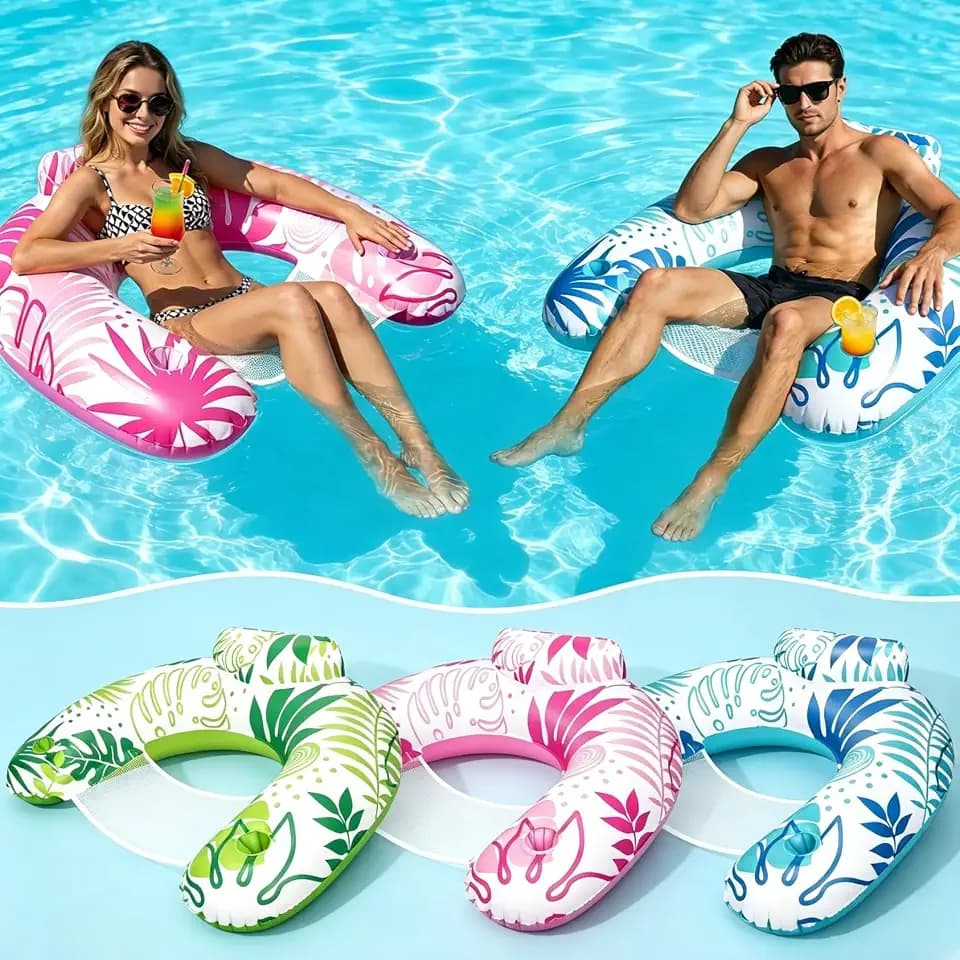 Korlon Tec Pool Floats Adult, 3Pack/2Pack/1Pack Inflatable Pool Float Chair