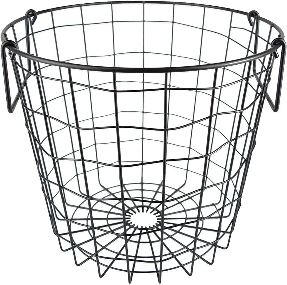DII Metal Wire Utility Storage Bin, Small Round, 12x12x10", Black