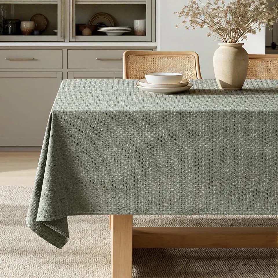 MIULEE Olive Green Linen Rectangle Tablecloth 60x120 Inch