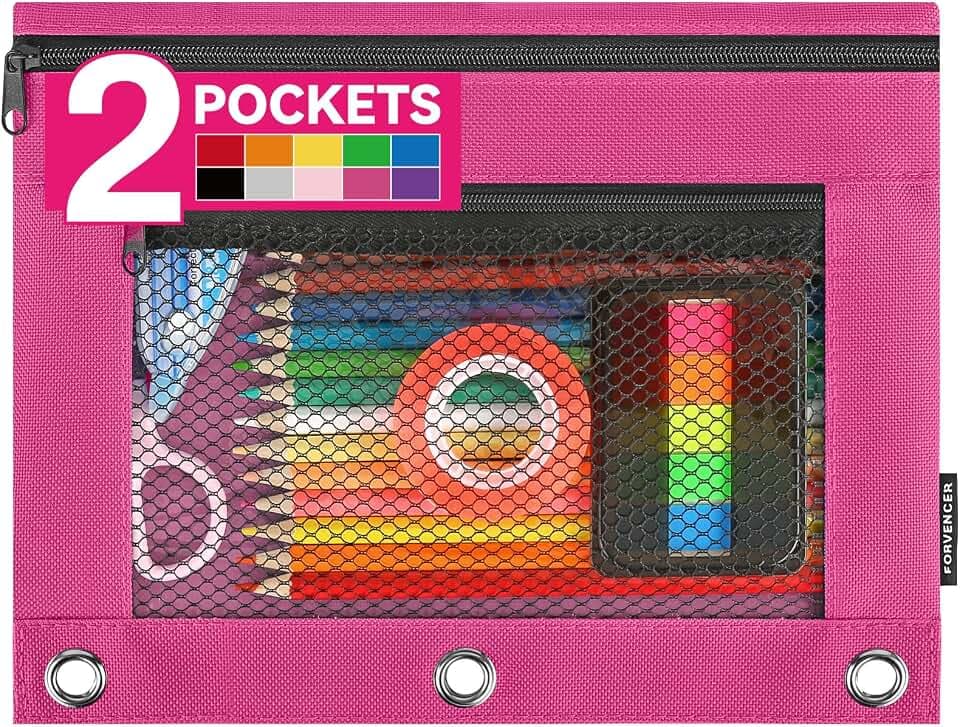 Forvencer Adorable Zipper Pencil Pouch,Cute Zipper Pouch for 3 ring Binder
