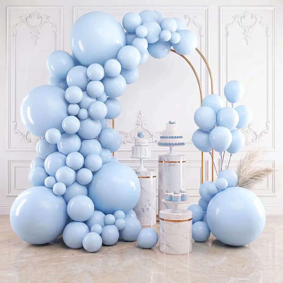 RUBFAC Pastel Blue Balloons Different Sizes Light Blue Balloon 154pcs