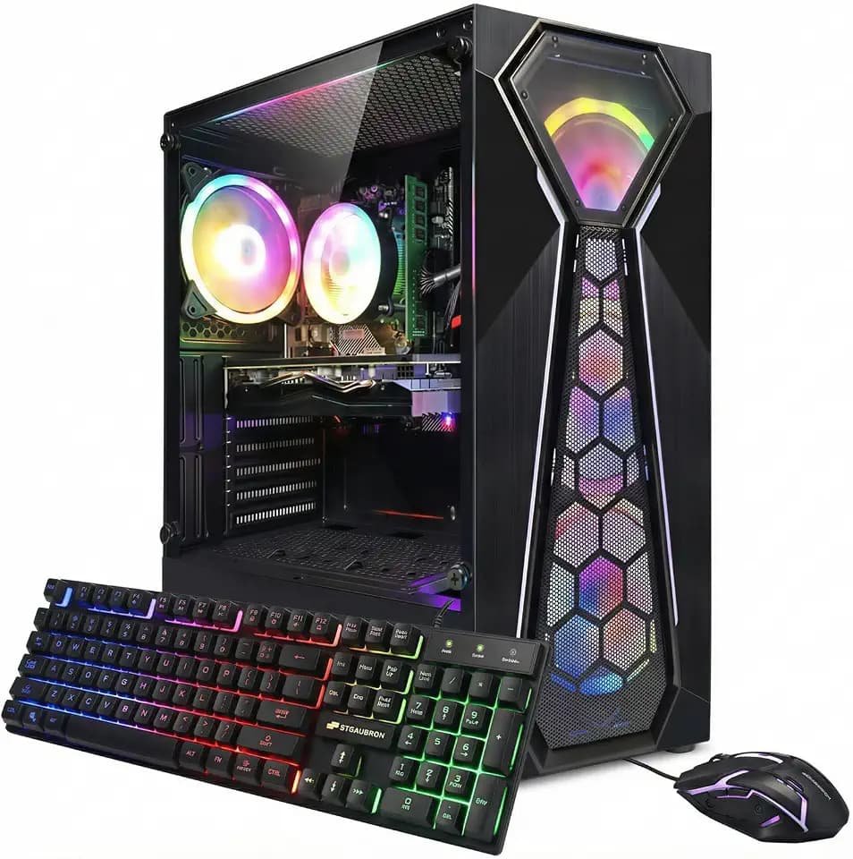 STGAubron Gaming PC Desktop,10th,G5905,RX 580 8G,16G DDR4,1T SSD