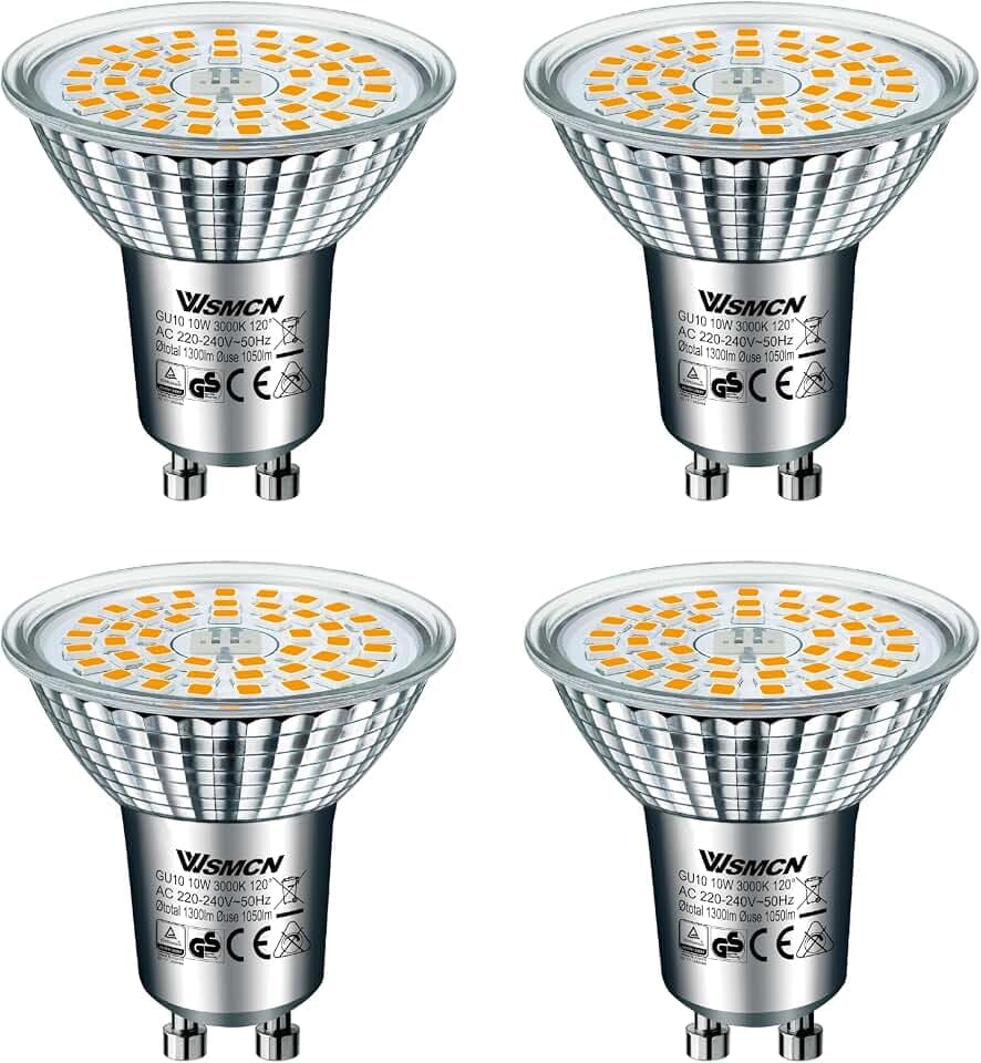 GU10 LED Lampe 10W Warmweiß 3000K 1050lm, Nicht Dimmbar, 4er-Pack