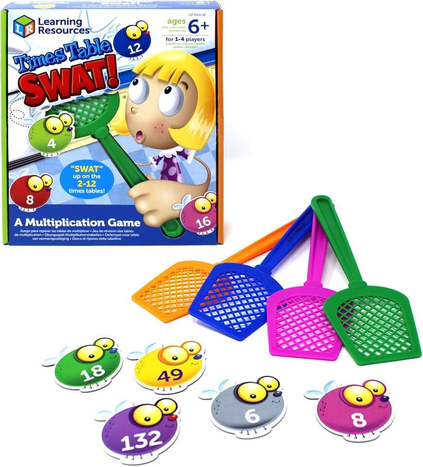 Learning Resources Times Table Swat, multiplikationstabell, fliegenklatsche Spiel, Math swatters, grundschule, mathespiele, lernspiele ab 6 Jahre