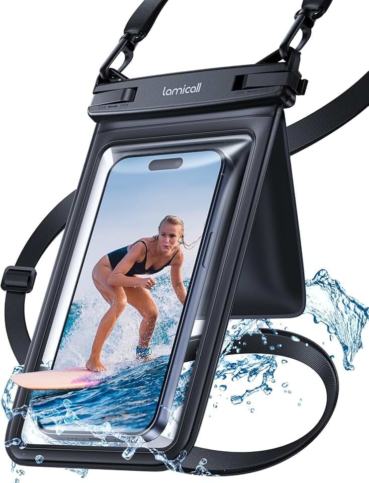 Lamicall Double Pocket Waterproof Phone Pouch, IPX8 Water proof Dry Bag