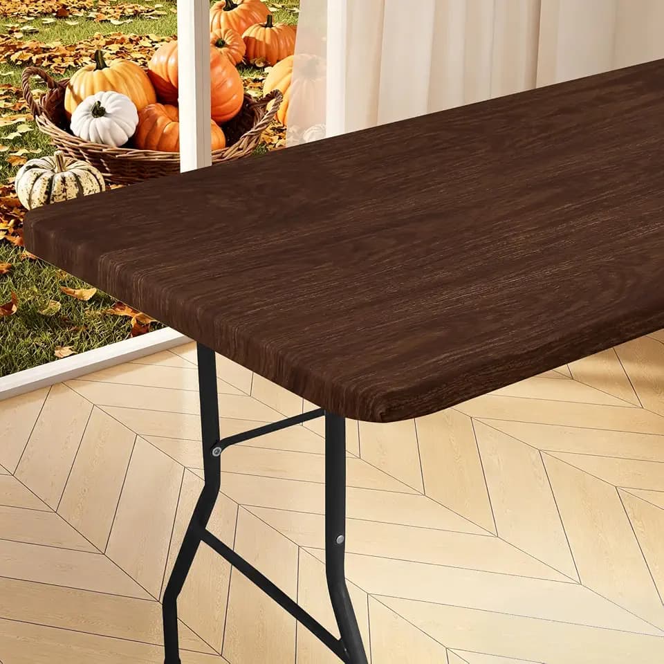 homing Rectangle Table Cloth Cover 6 Foot Oak Elastic Fitted Tablecloth