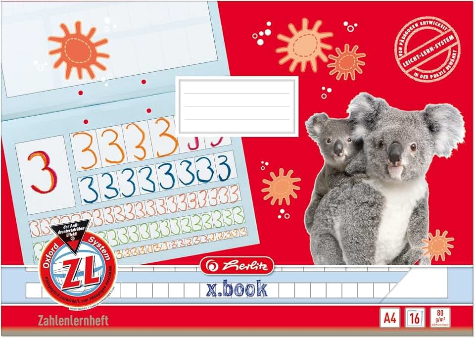 Herlitz Zahlenlernheft x.book A4 quer, Lineatur ZL, 1. Klasse, 16 Blatt, 10 Stück