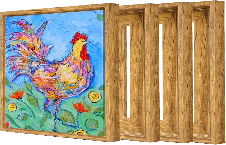 4 Pack Square Canvas Floater Frame for 14"x14" Canvas Paintings,Canvas Frames with 0.6"~0.9" Deep for Wall Art Decor,Floating Frame Packs for Canvas,Bulk Floating Frames(Nut Brown,14"x14")