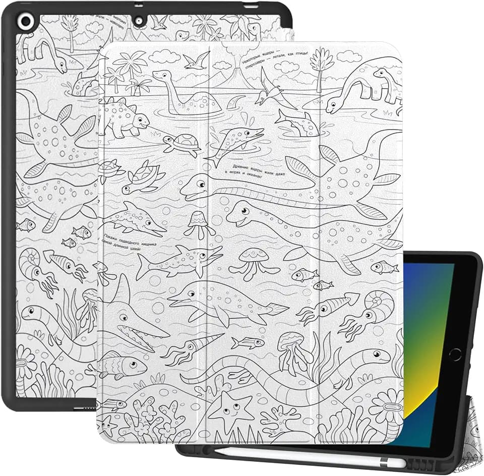 Compatible with iPad 10.2 inch Case 9th /8th /7th Generation Case(2021/2020/2019) with Pencil Holder Soft Back Auto Sleep/Wake Cover Cute Aesthetic for Girls Women-Marsh