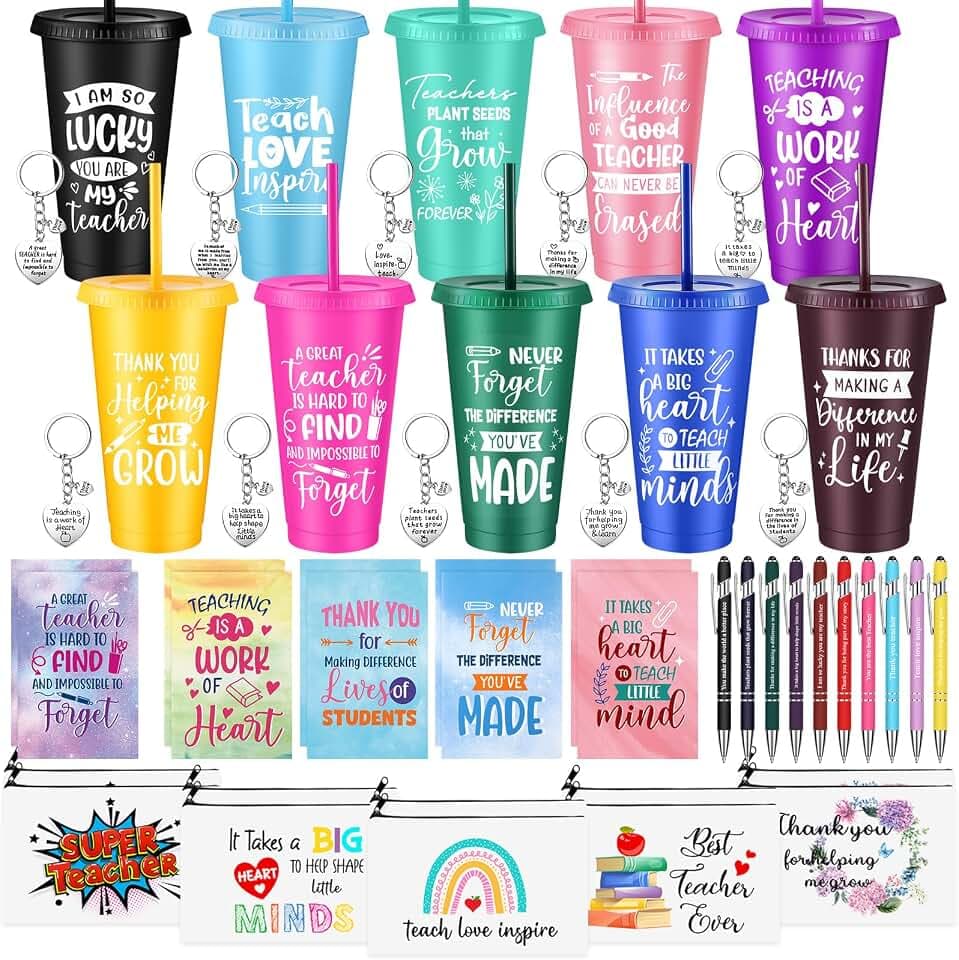 Funnymoom 50 Pcs Teacher Appreciation Gift in Bulk with 24 Oz Tumblers