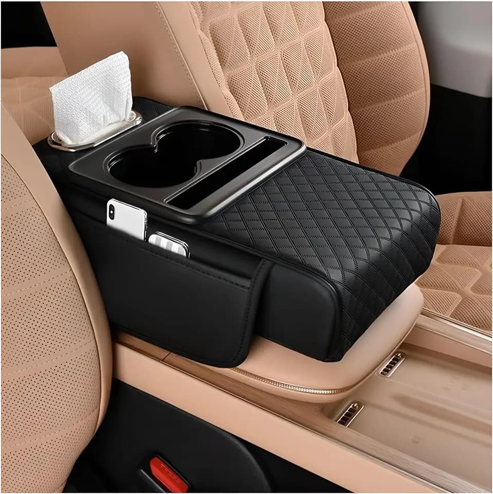 Zpana 4 in 1 Car Center Console Armrest Pillow, Memory Foam, Black