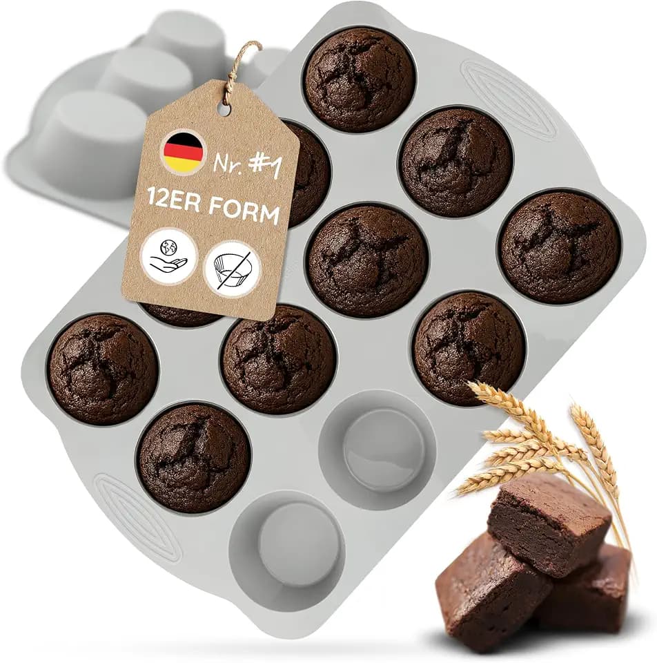 Backefix Silikon Muffinblech 12er – Muffinform ohne Papierförmchen, 120 ml je Mulde, extra Wandstärke gegen Ausbeulen, formstabile Muffin Backform aus Platin-Silikon, BPA- & PFAS-frei, LFGB-Standard
