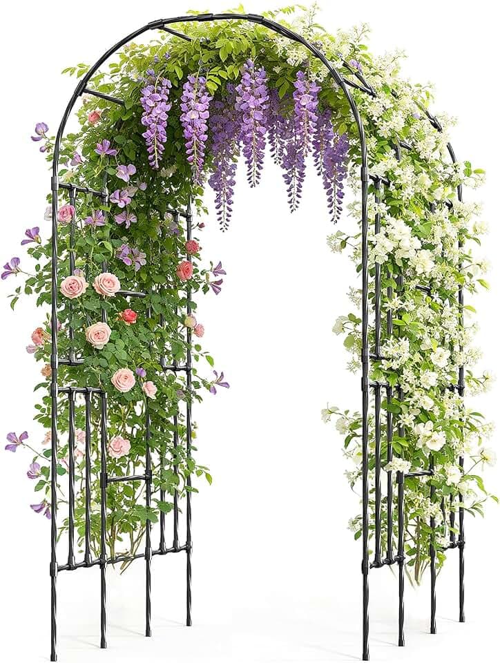 Miory Garden Arch Trellis for Climbing Plants Outdoor, 3.9x7.9ft Steel with PE Coating, Garden Archway for Vegetable, Vines, Wedding Arbor (Black)