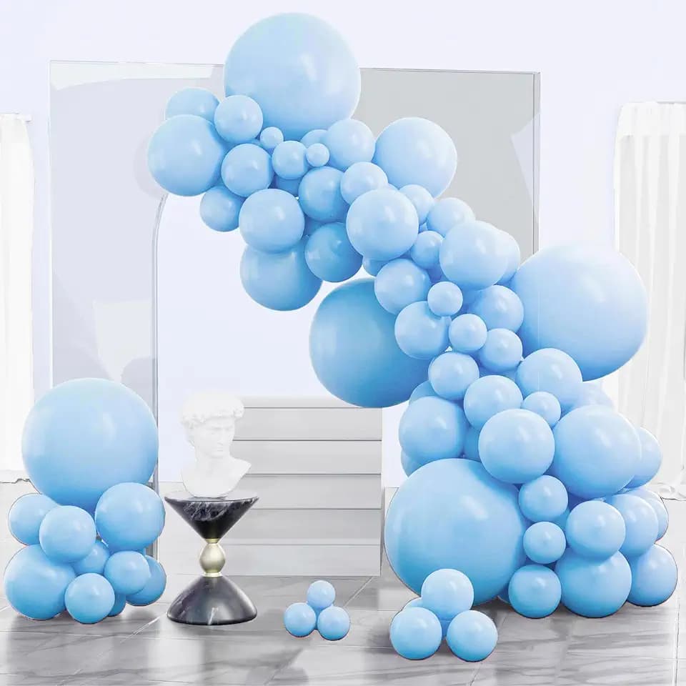 PartyWoo Light Blue Balloons 140pcs Baby Pastel Sky Aqua Blue Color
