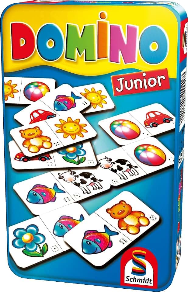 Schmidt Spiele 51240 Domino Junior, Bring Mich mit Spiel in der Metalldose