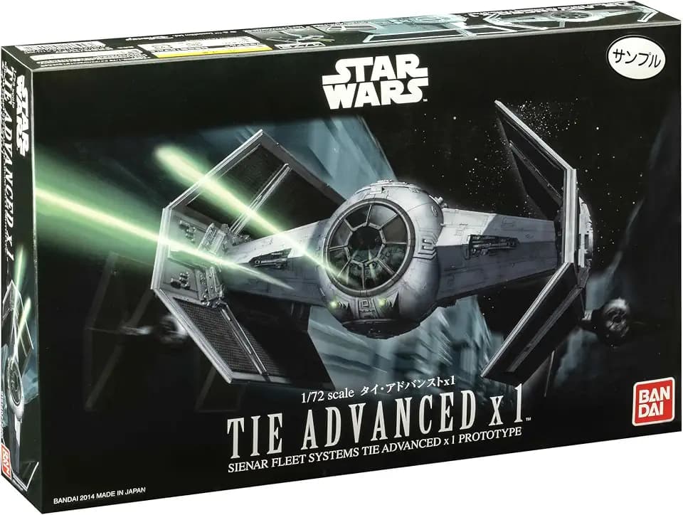 Revell Modellbau BANDAI TIE Advanced, 1:72 Maßstab, 55 Teile, Bastelset ab 10 Jahren, Detailgetreues Modell, Raumschiff, Authentische Nachbildung mit Darth Vader Pilotenfigur, Displayständer