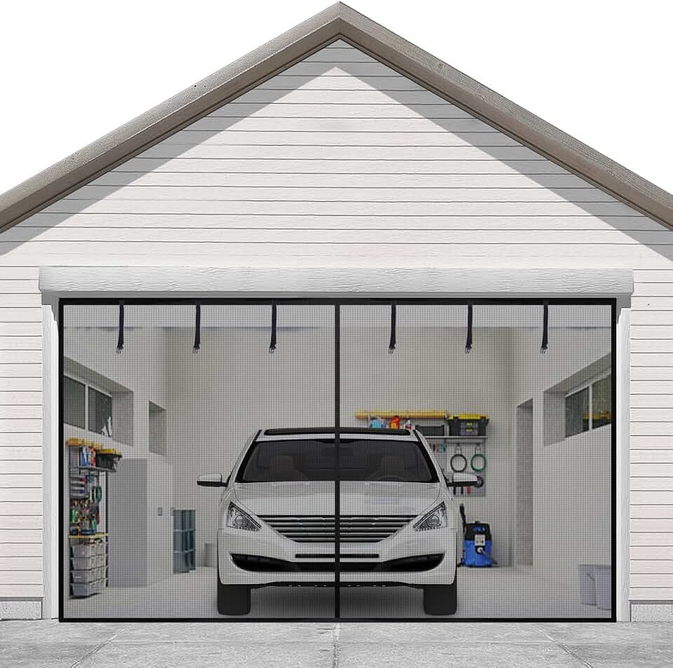 Sunolga Garage Door Screen for 1 Car, 12x7FT, Black