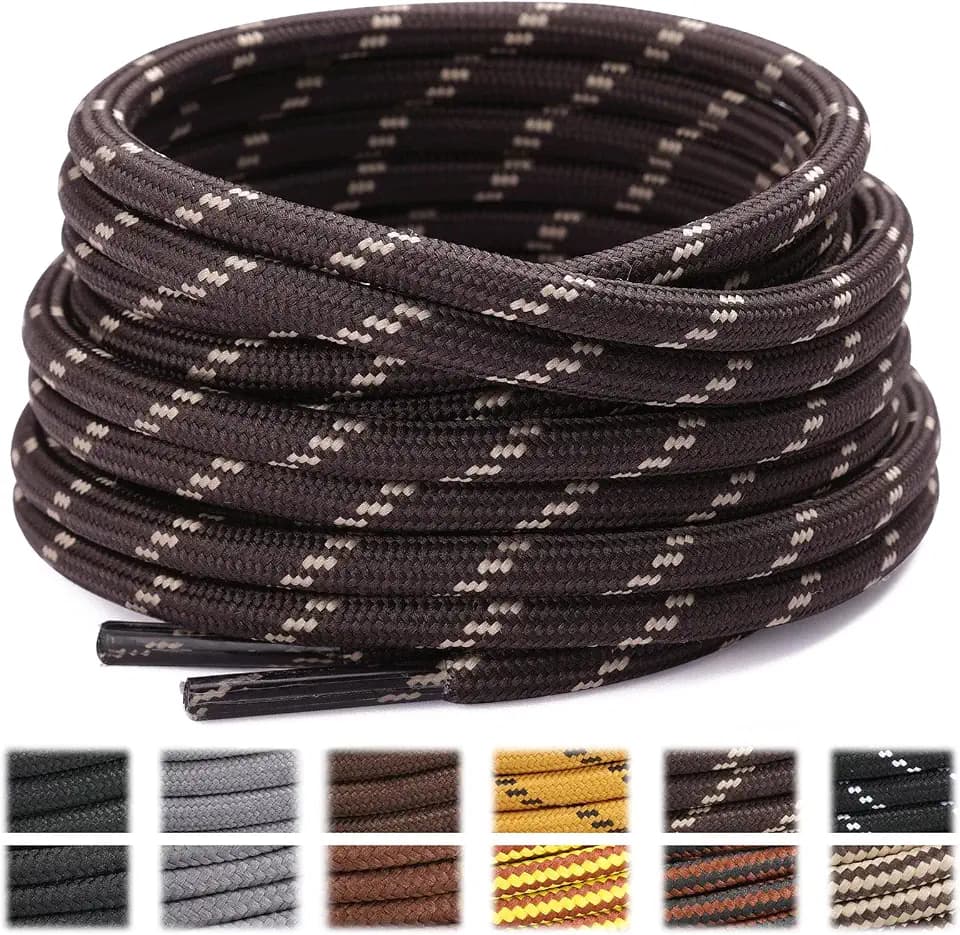 Stepace 2 Pairs Round Heavy Duty Boot Laces for Hiking and Work Boots