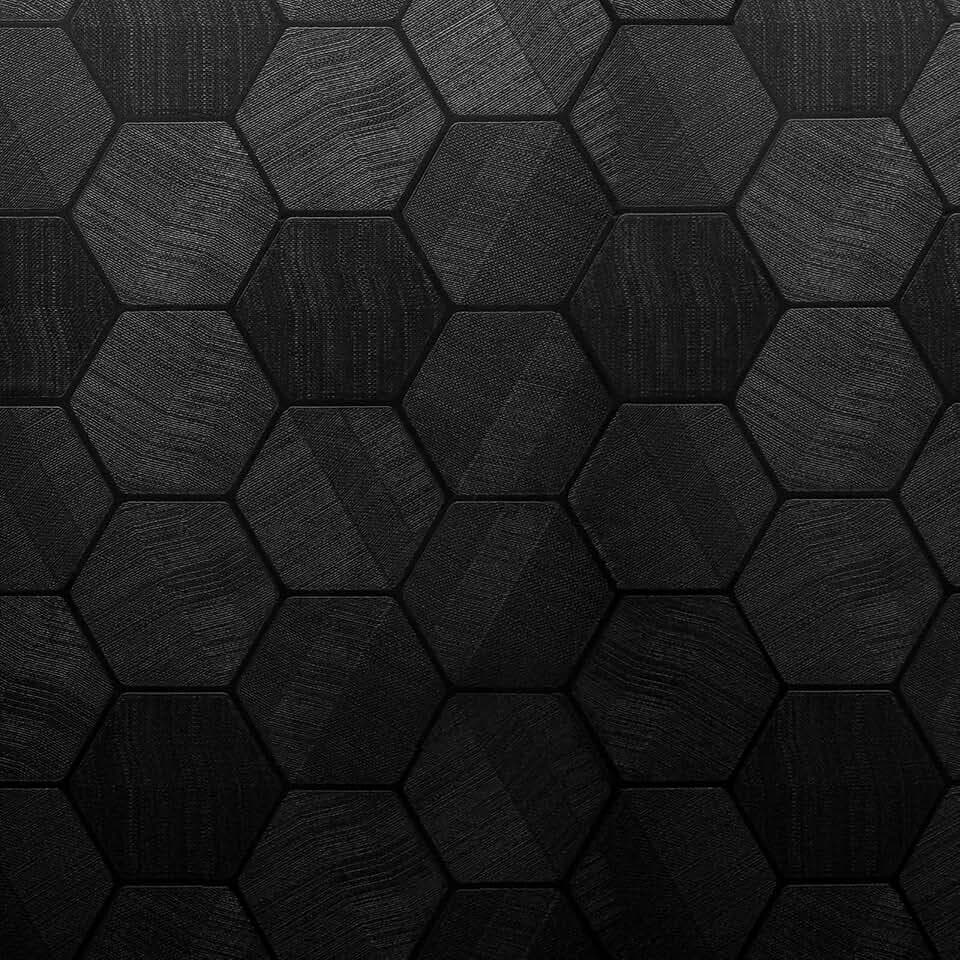 Self Adhesive Black Peel and Stick Wallpaper 15.7" X 784" 3D Hexagon