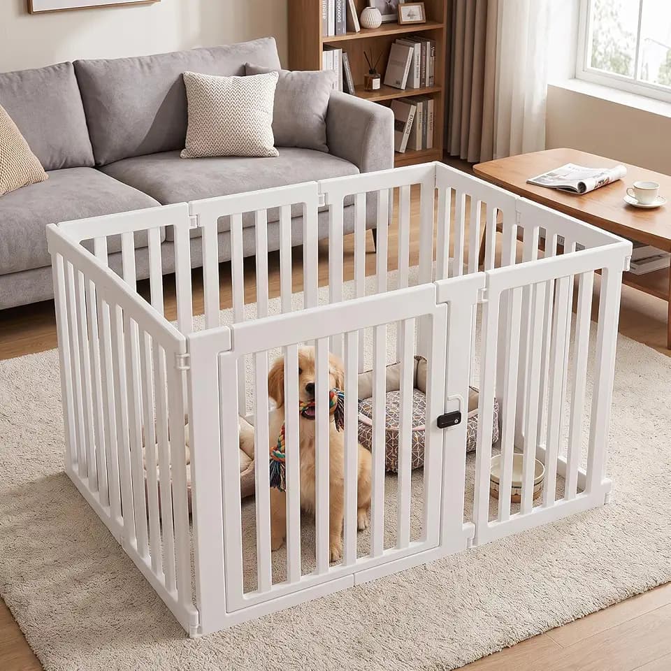 8 Panel 25.7 in H Dog Playpen with Door, Portable Non-Slip Pet Playpen for Small Medium Dogs Puppies Cats, Indoor Outdoor Foldable Puppy Playpen