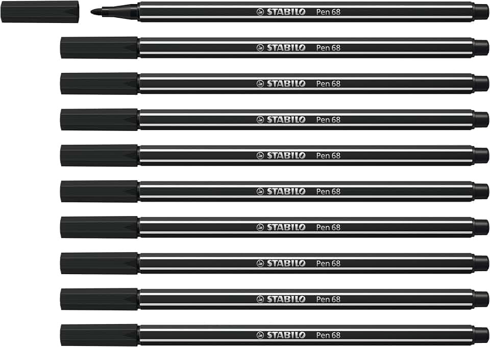 STABILO - Premium-Filzstift - Pen 68 | 10er Pack, schwarz