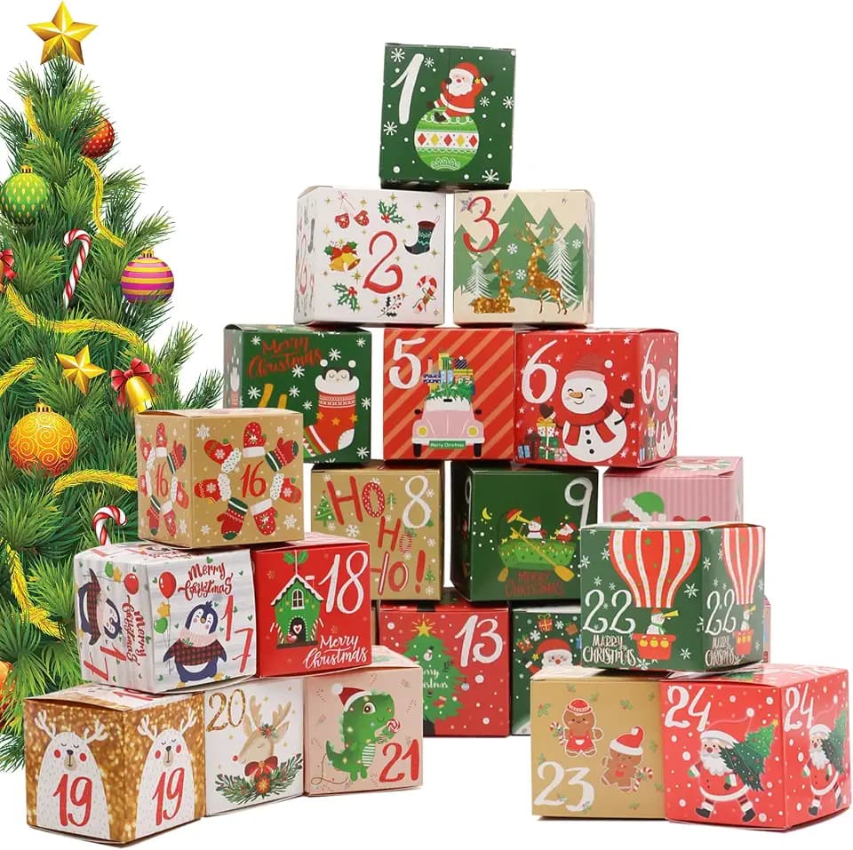 Adventskalender zum Befüllen Adventskalender2025 Tüten mit 24 Kisten Geschenkbeutel Adventskalender Boxen Schachteln zum Befüllen 24 Boxen (Box)