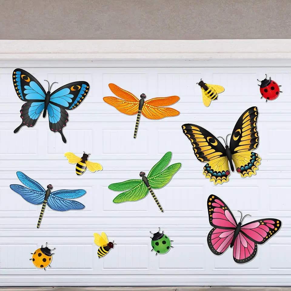 Relaxweex 12 Pcs Magnetic Garage Door Butterfly, Insects, 11.8/7.9/3.9in
