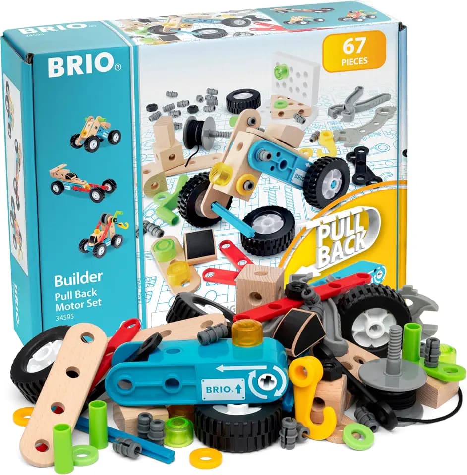 BRIO Builder Nachziehmotor-Set - 67 Teile Konstruktionsspielzeug ab 3 Jahre