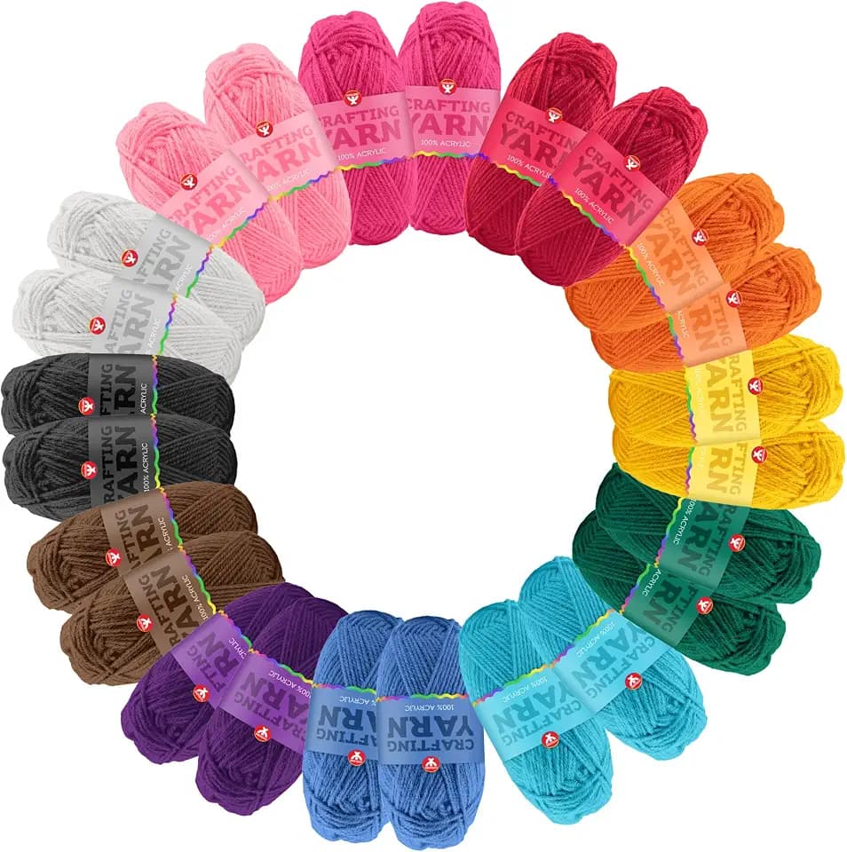 Hygloss Assorted Acrylic Yarn for Crocheting & Hand Knitting – Set of 24