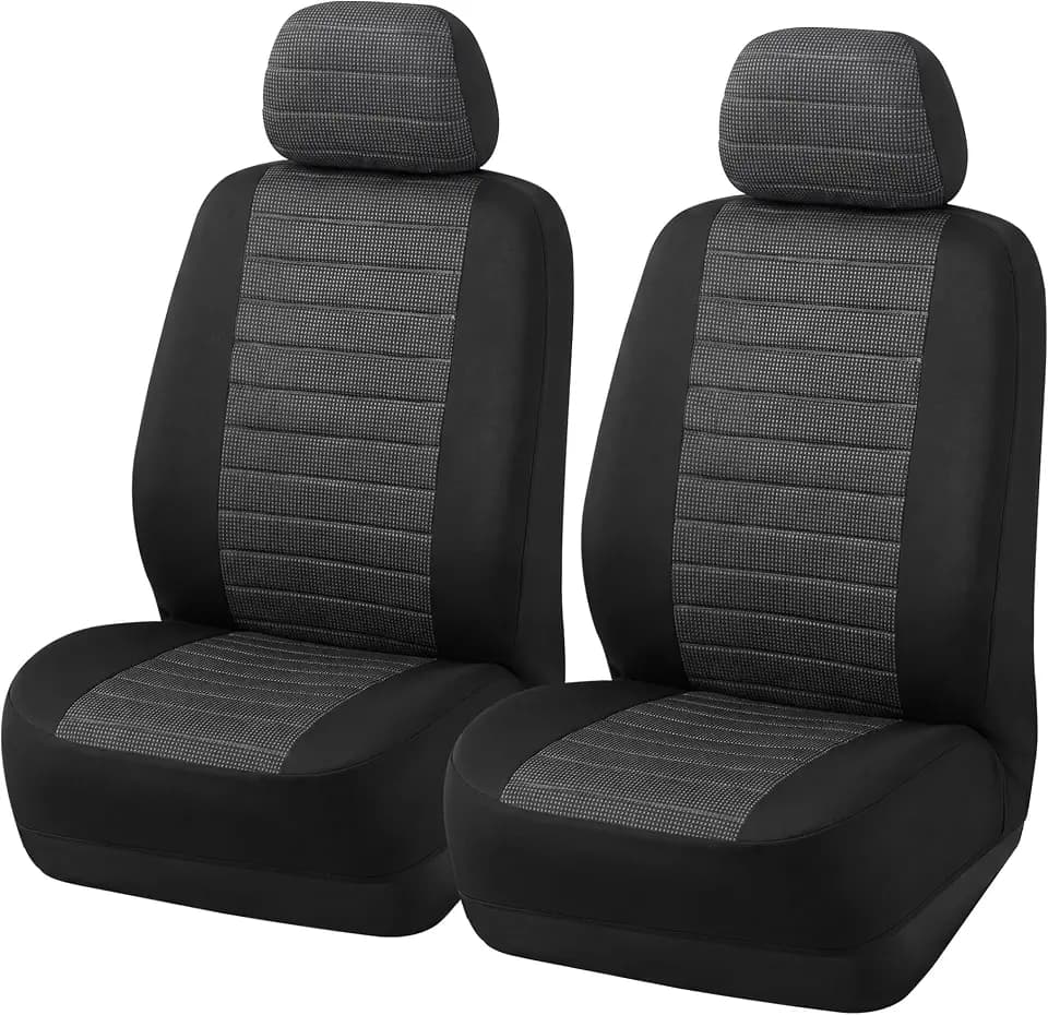 TOYOUN Universal Sitzbezüge Auto Vordersitze Autositzbezüge Schonbezüge Vorne Vordersitzbezüge Seitenairbag geeignet, 2er Jacquard-Fabirk Autoschonbezüge, Grau