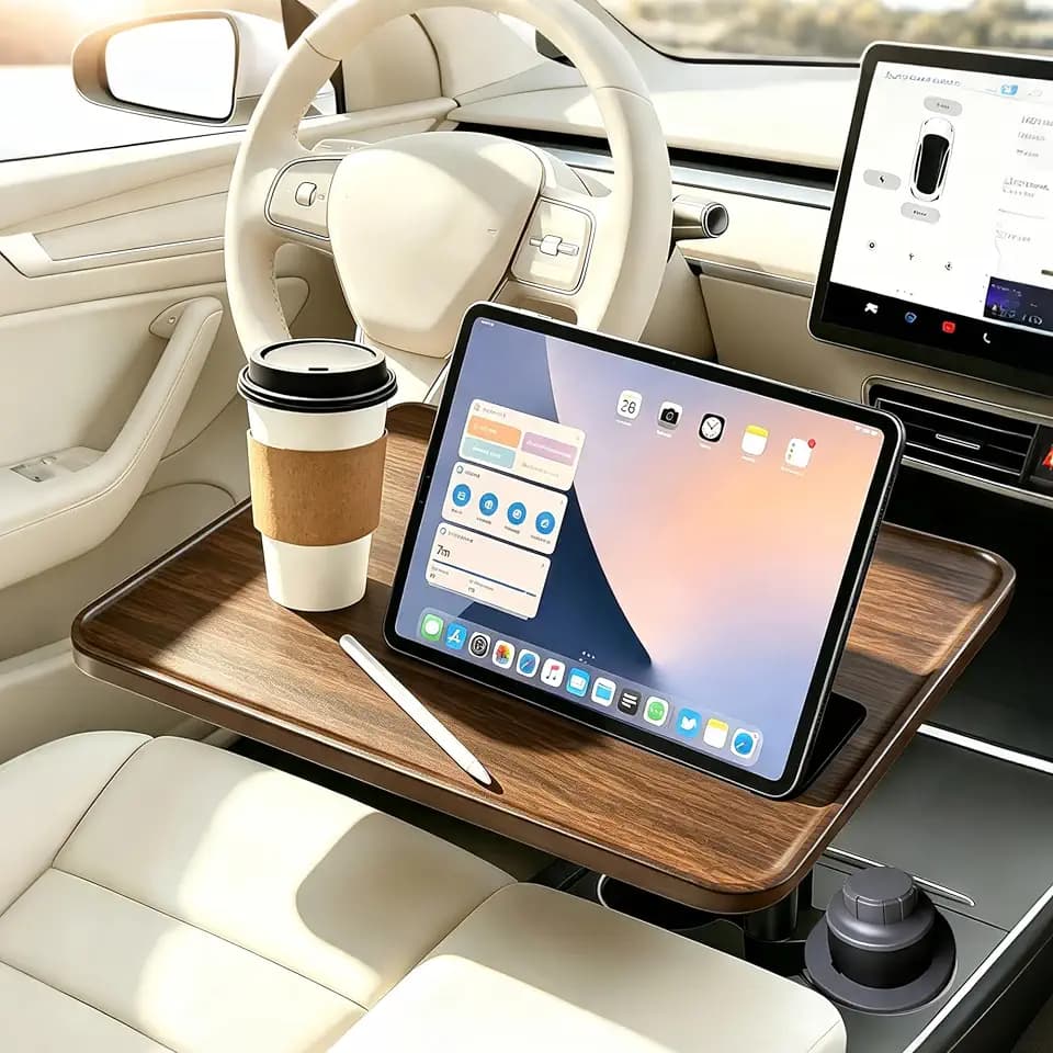 Car Laptop Desk, Car Desktop for Round Cup Holder with 360° Rotation