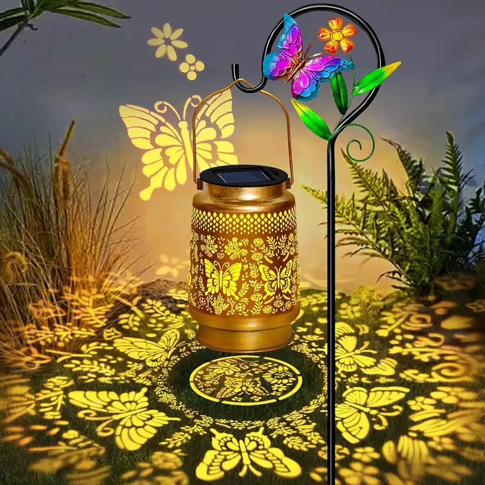 Christmas Gifts Women Butterfly Solar Lanterns Outdoor with Shepherd Hook
