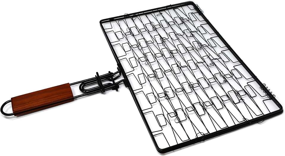 Norpro Nonstick Flexible Grilling Basket with Folding Wood Handle