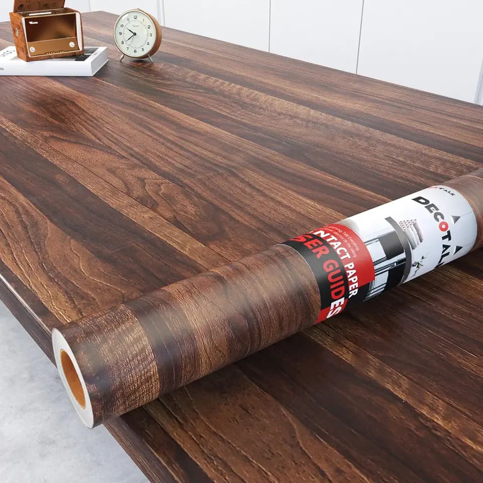 Decotalk Möbelfolie Holzoptik Braun Klebefolie Selbstklebend Holzmaserung 60X300cm Möbelfolie Holzoptik Tapete Wandverkleidung Selbstklebend für Haustür Wand Kommode Schrank Tisch Zimmer Küchen
