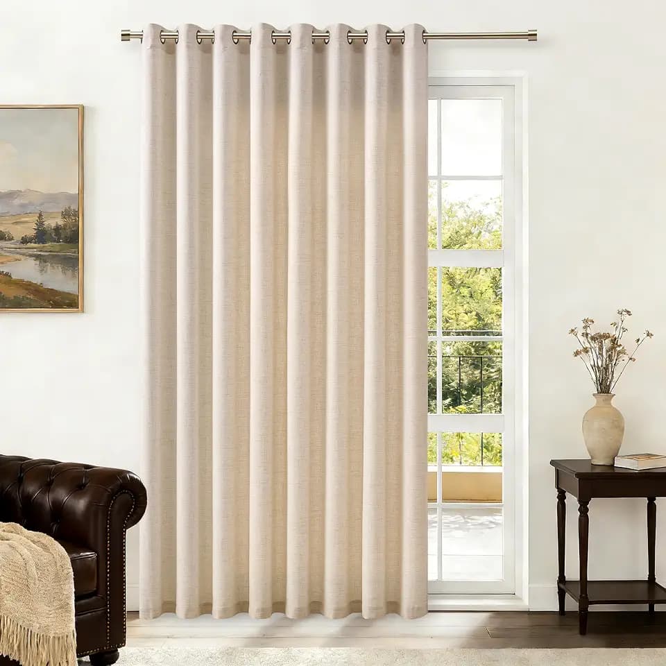 Extra Wide 100 Inch Flax Linen Curtains 84 Inch Length 1 Panel