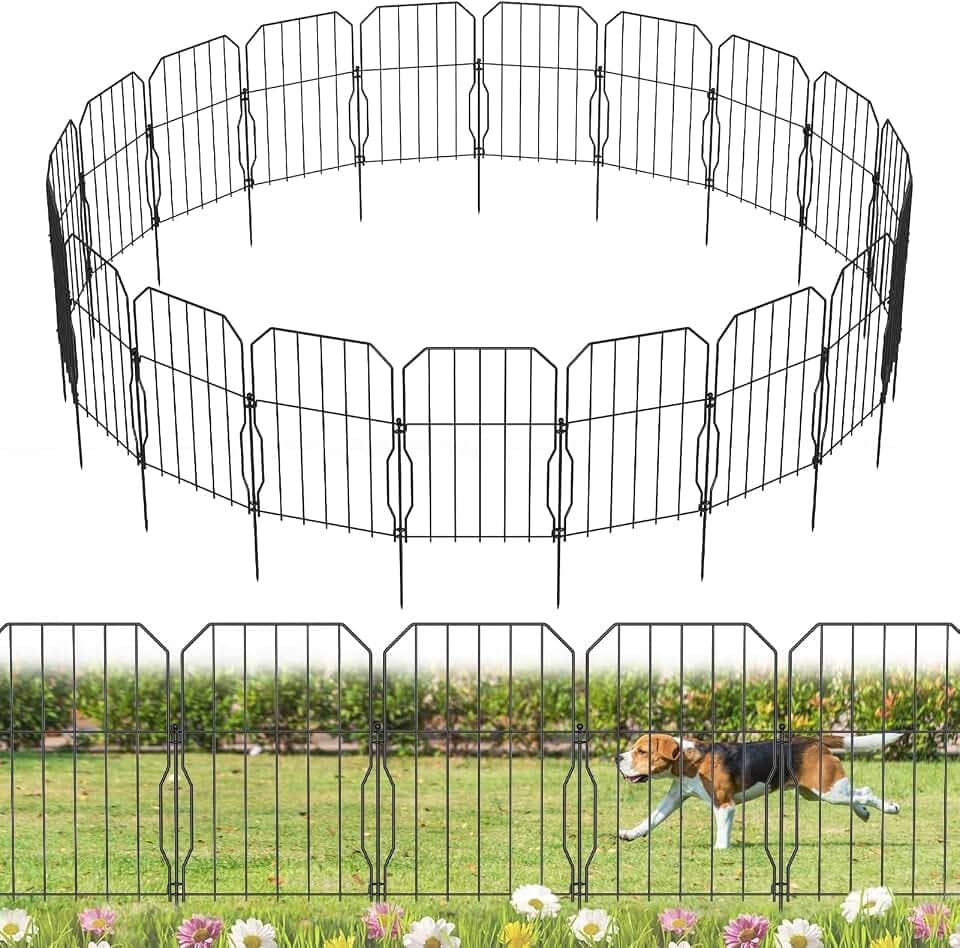 WELDUN Gartenzaun 19er Metall Steckzaun, Dekoration Gitterzaun für Garten