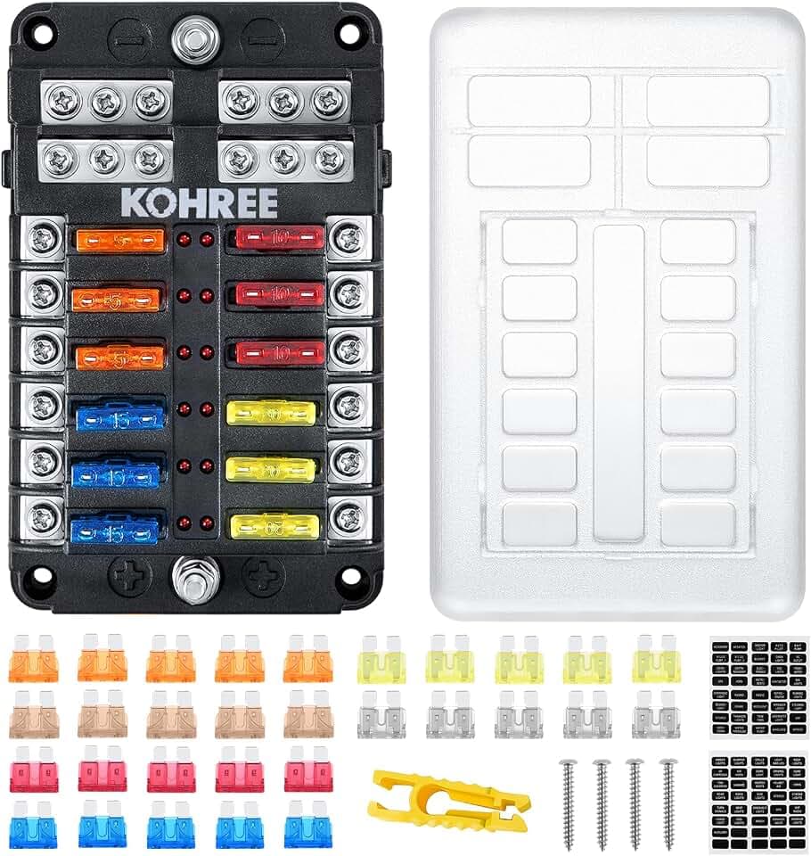 Kohree 12 Fach kfz Sicherungshalter 12 Volt, 12V sicherungskasten DC 100A