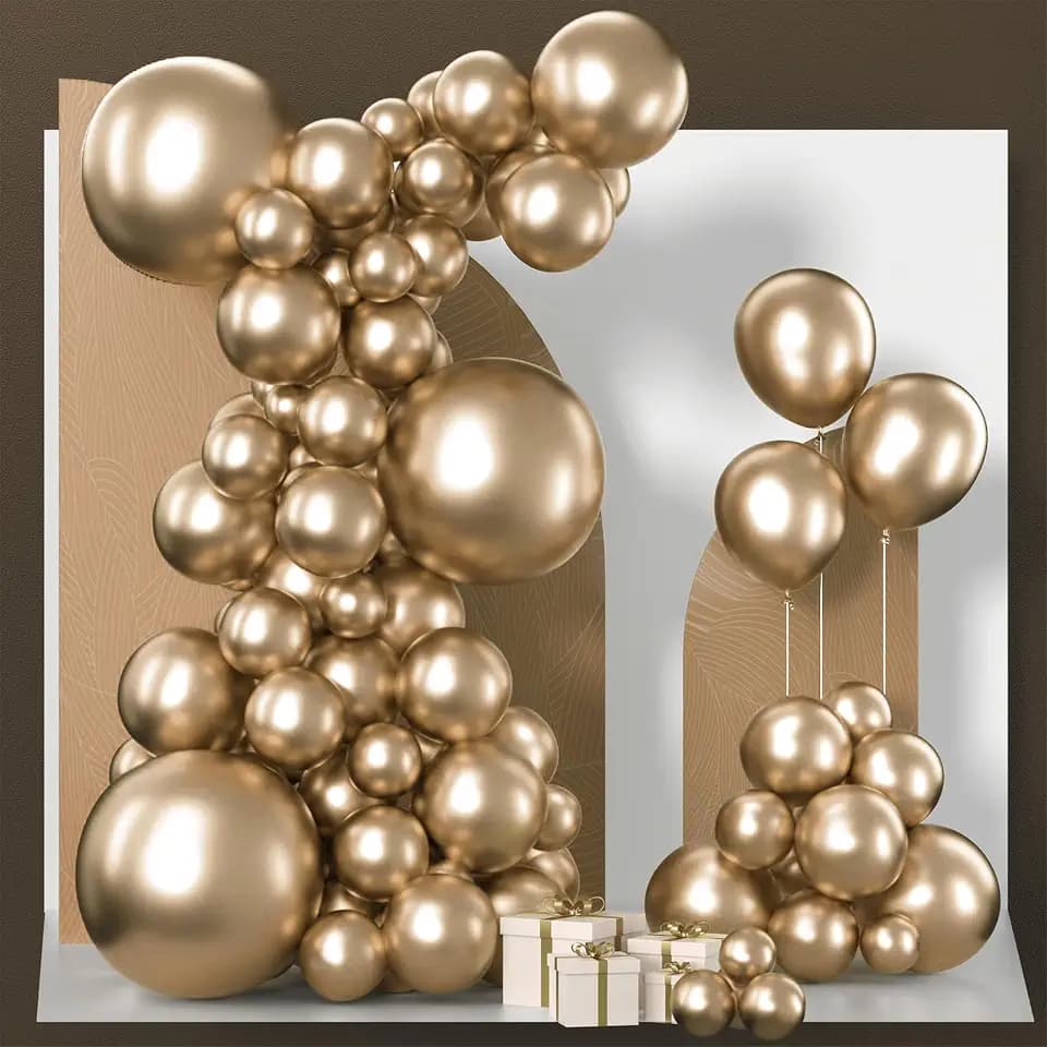 PartyWoo Metallic Gold Balloons 85pcs Chrome Gold Color Different Sizes