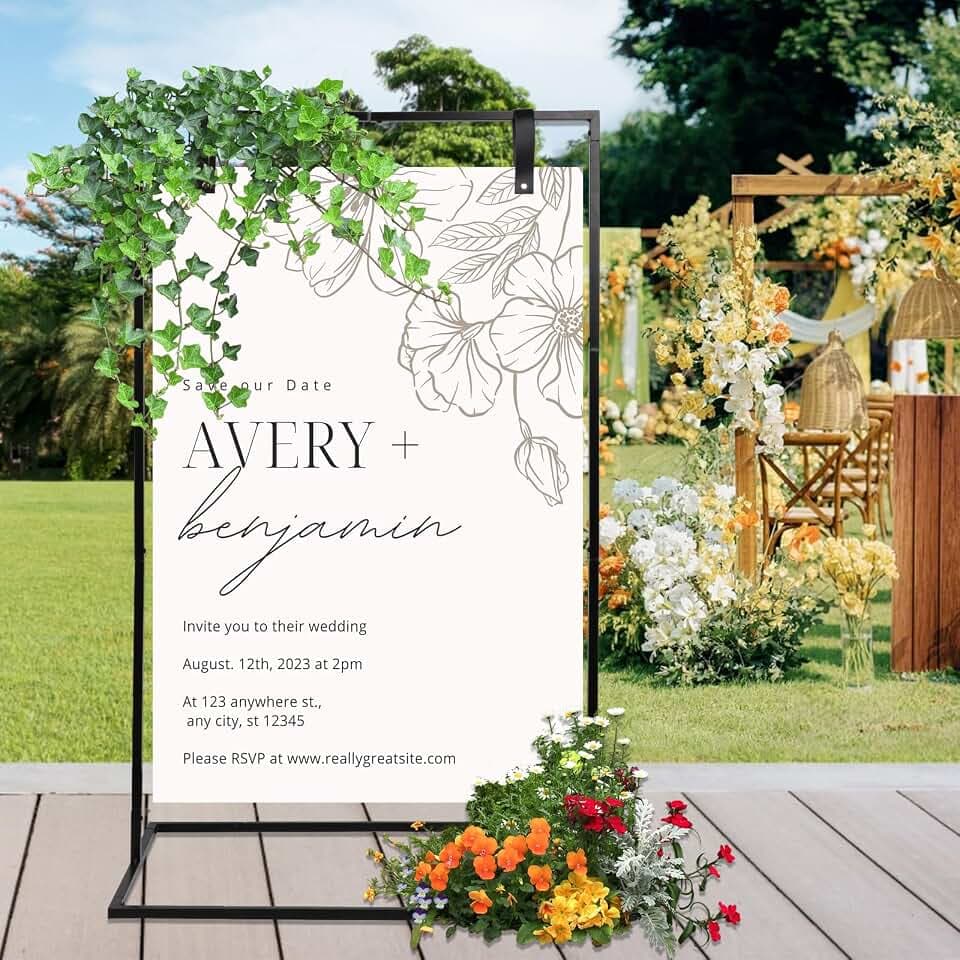 Hochzeitsschild Halter, 123 x 73 x 53cm Hochzeits Willkommensschild Halter, Staffelei Ständer für Poster, Künstler Leinwand Malerei Display aus Metall für Poster, Sitzplan, Reception and Decor